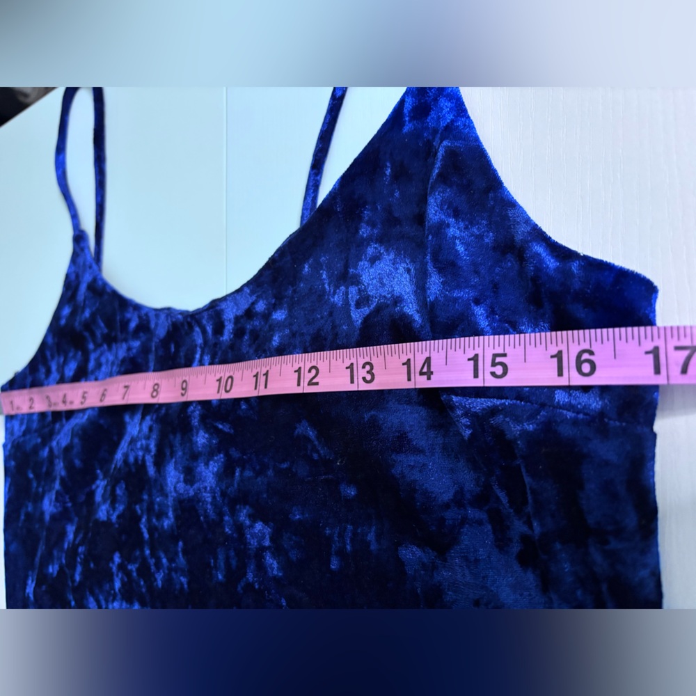 Forever 21 Blue “Crushed Velvet” Strappy Mini Size M - Picture 9 of 11